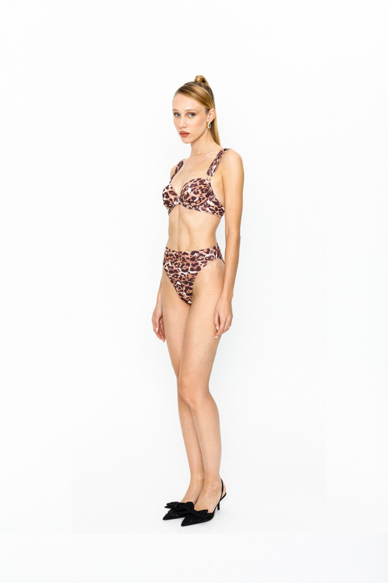Amare Animal Print Push Up Ruched Bikini Set