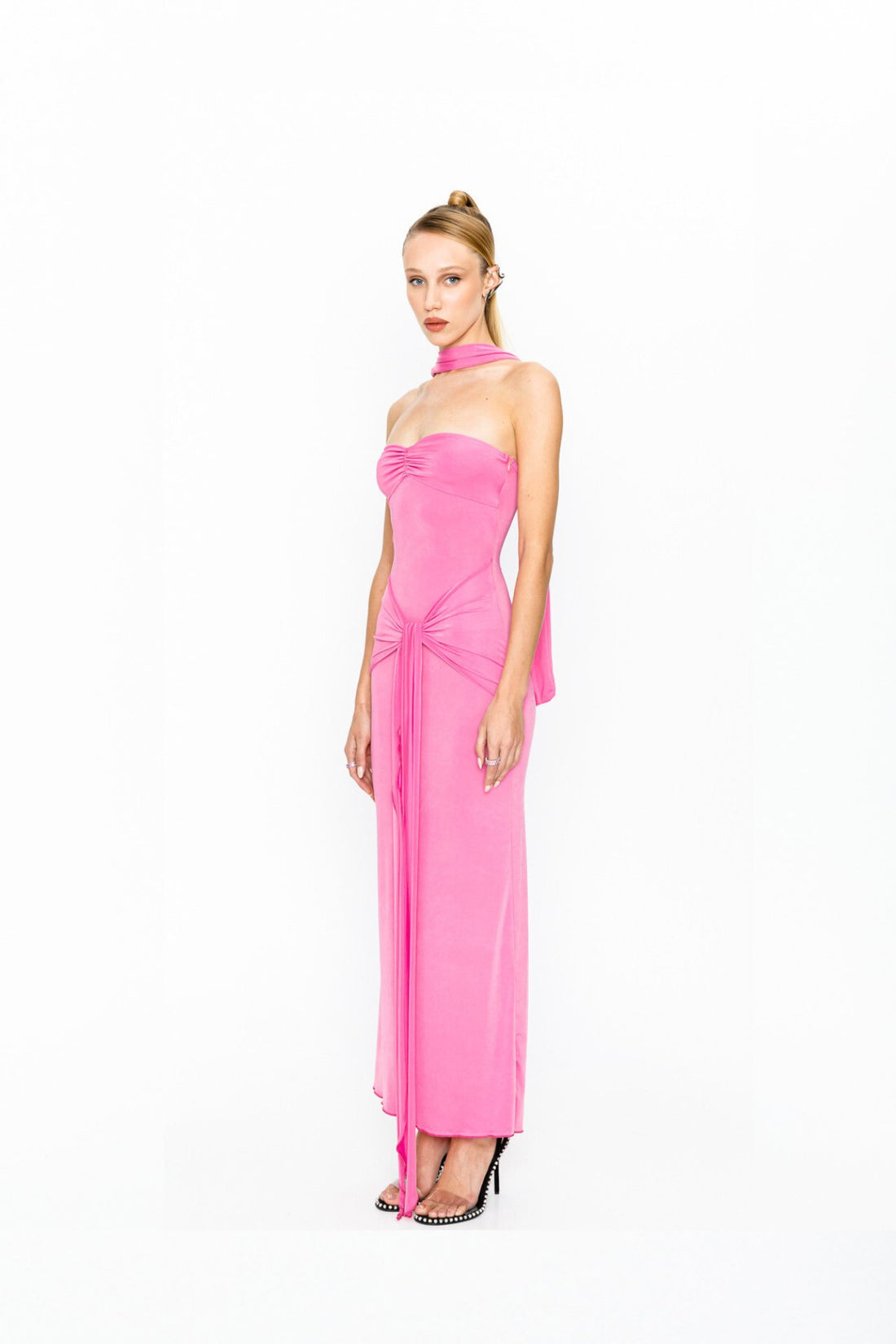 Mariella Pink Draped Tie Dress