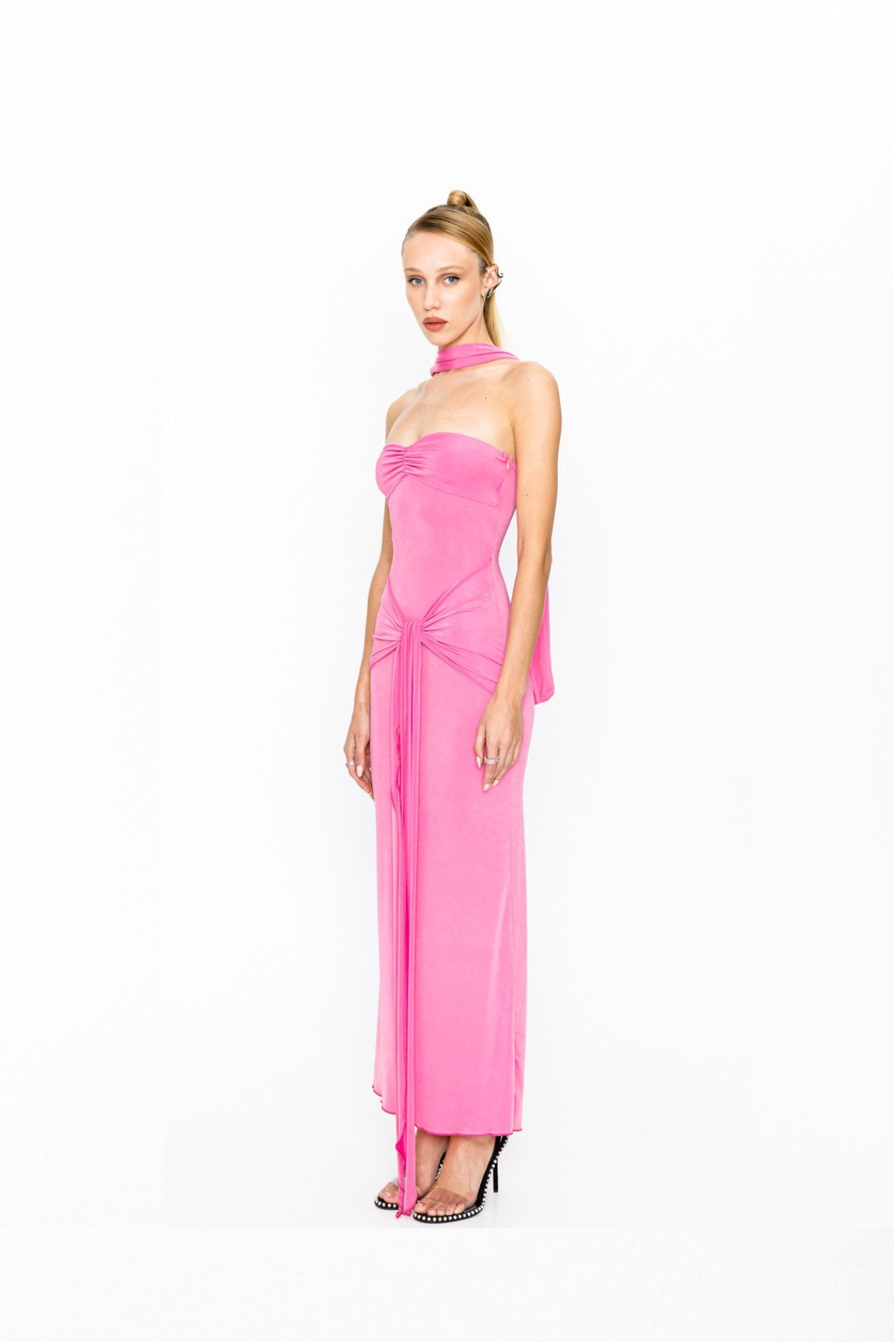 Mariella Pink Draped Tie Dress