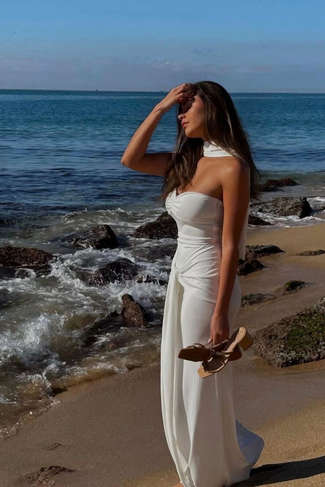 Mariella White Draped Tie Dress