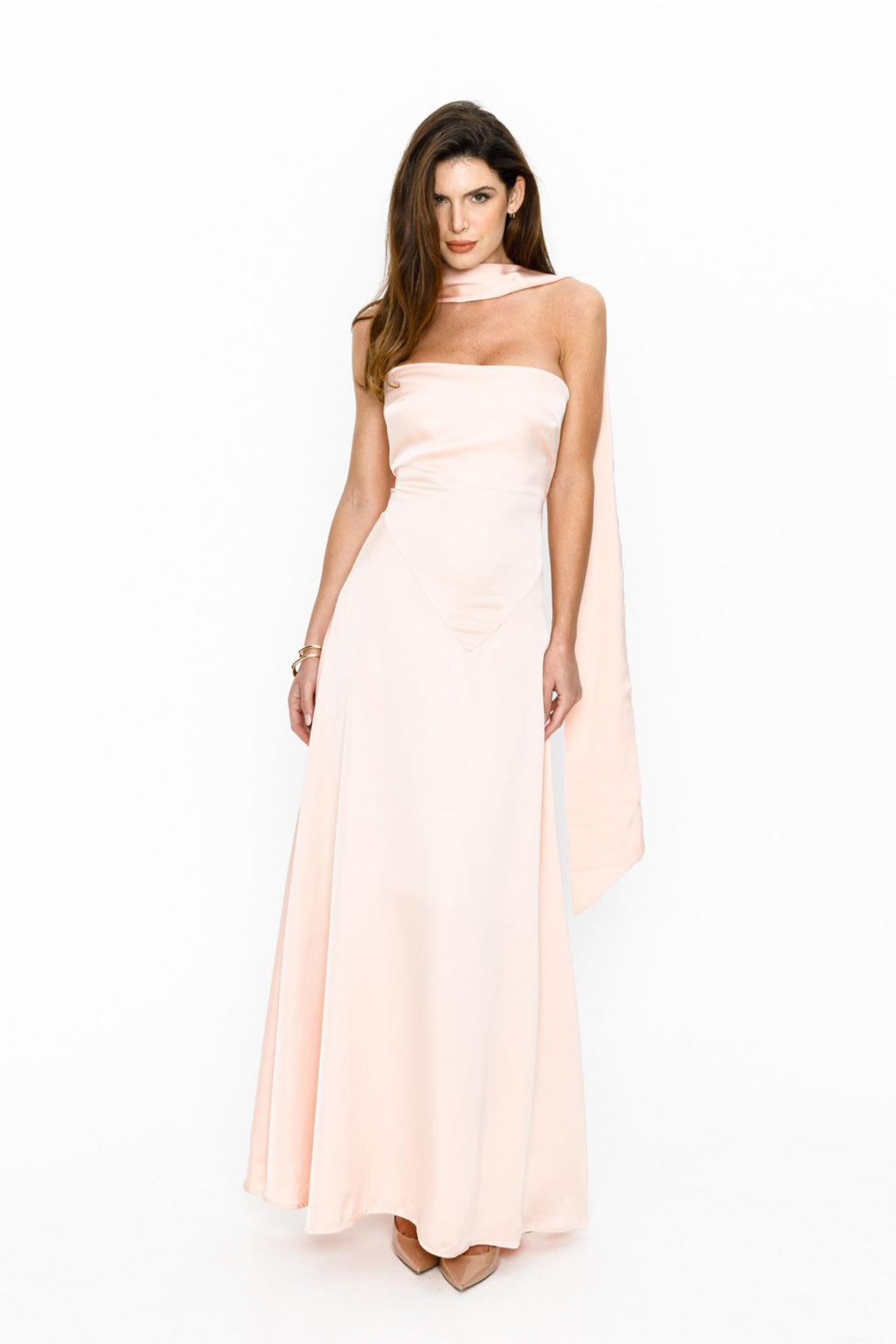 Belle Maxi Satin dress sorbet