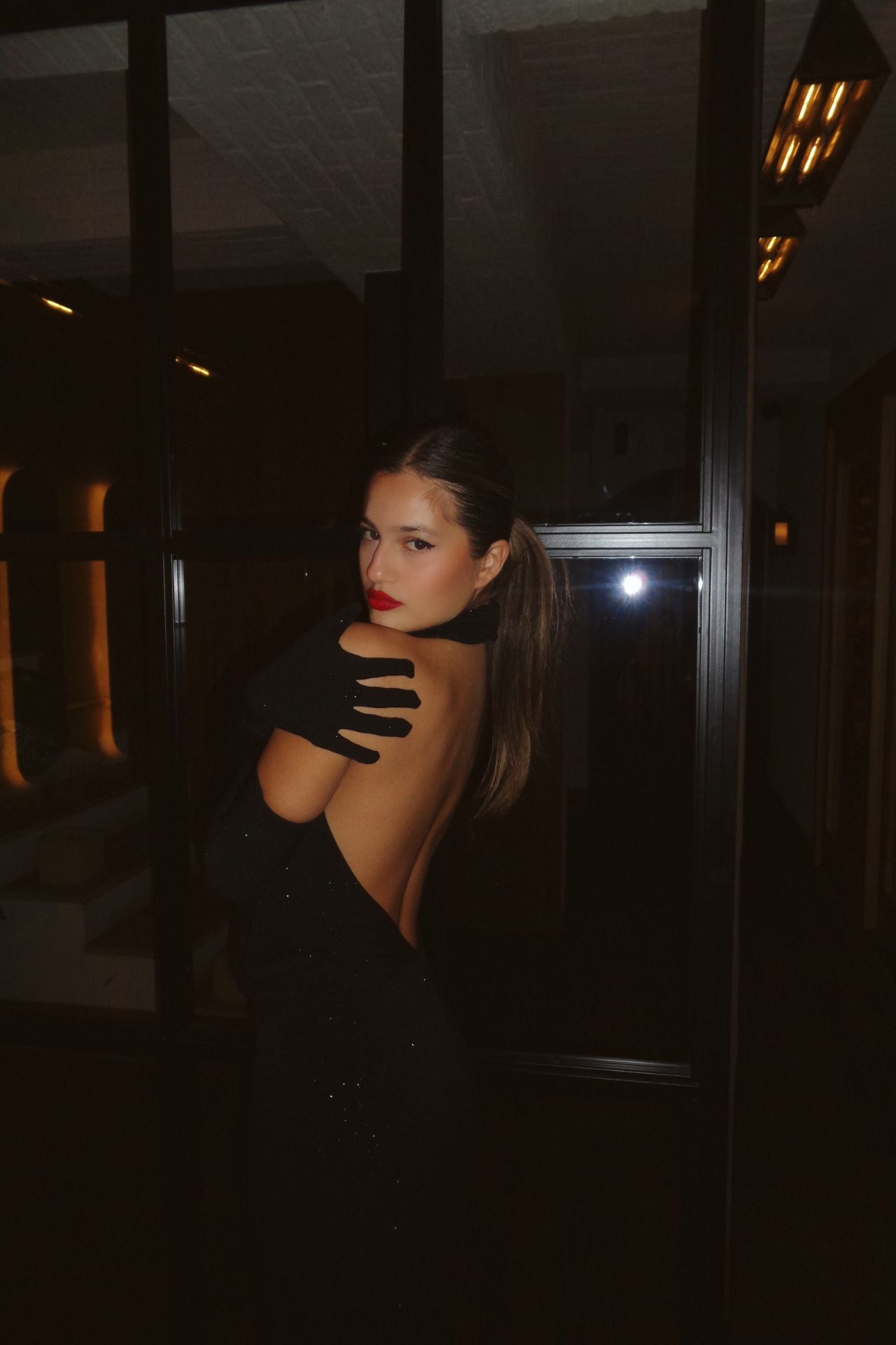 Coco Glitter Black Maxi Gloves