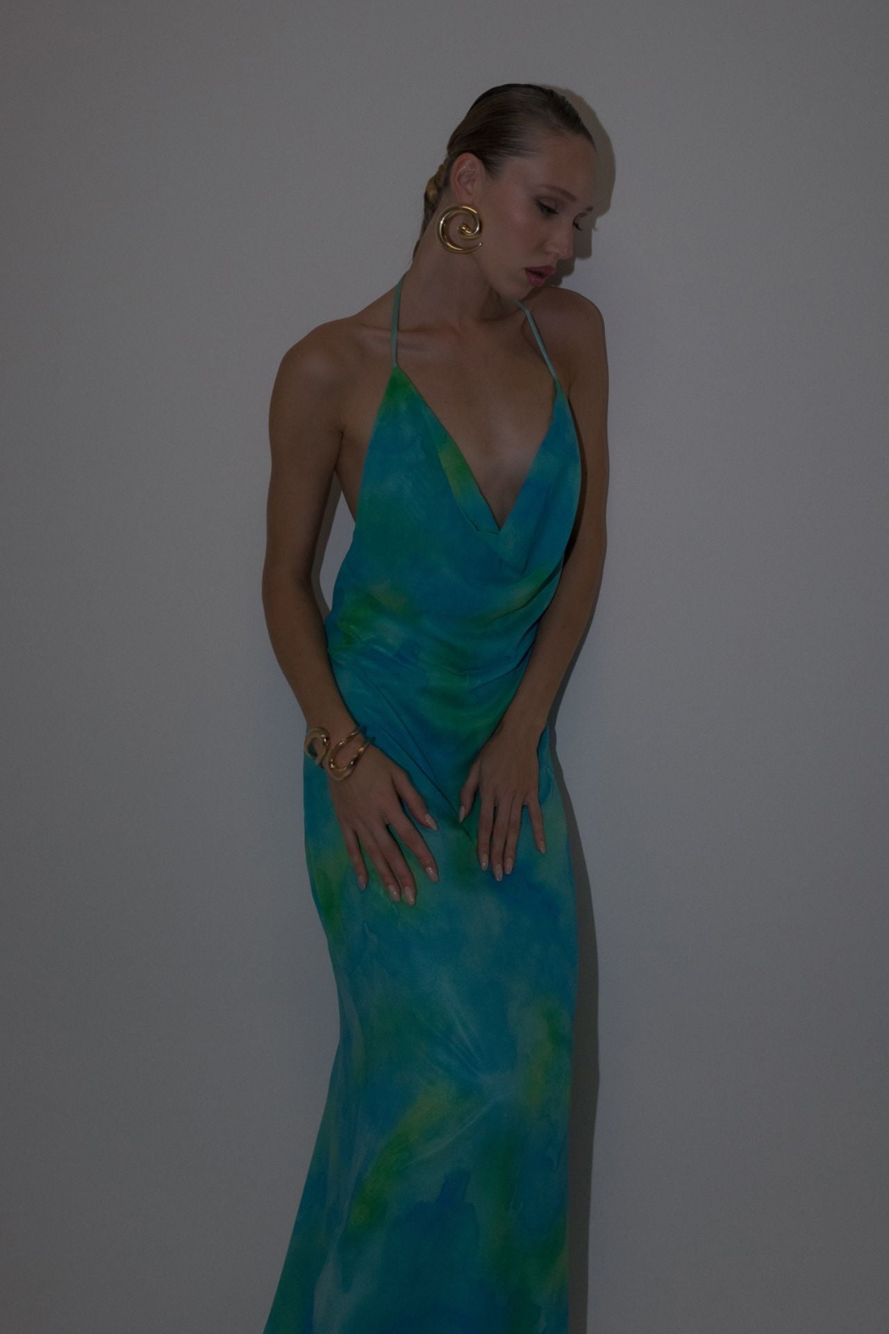 Irena Blue Floral Maxi Mermaid Dress