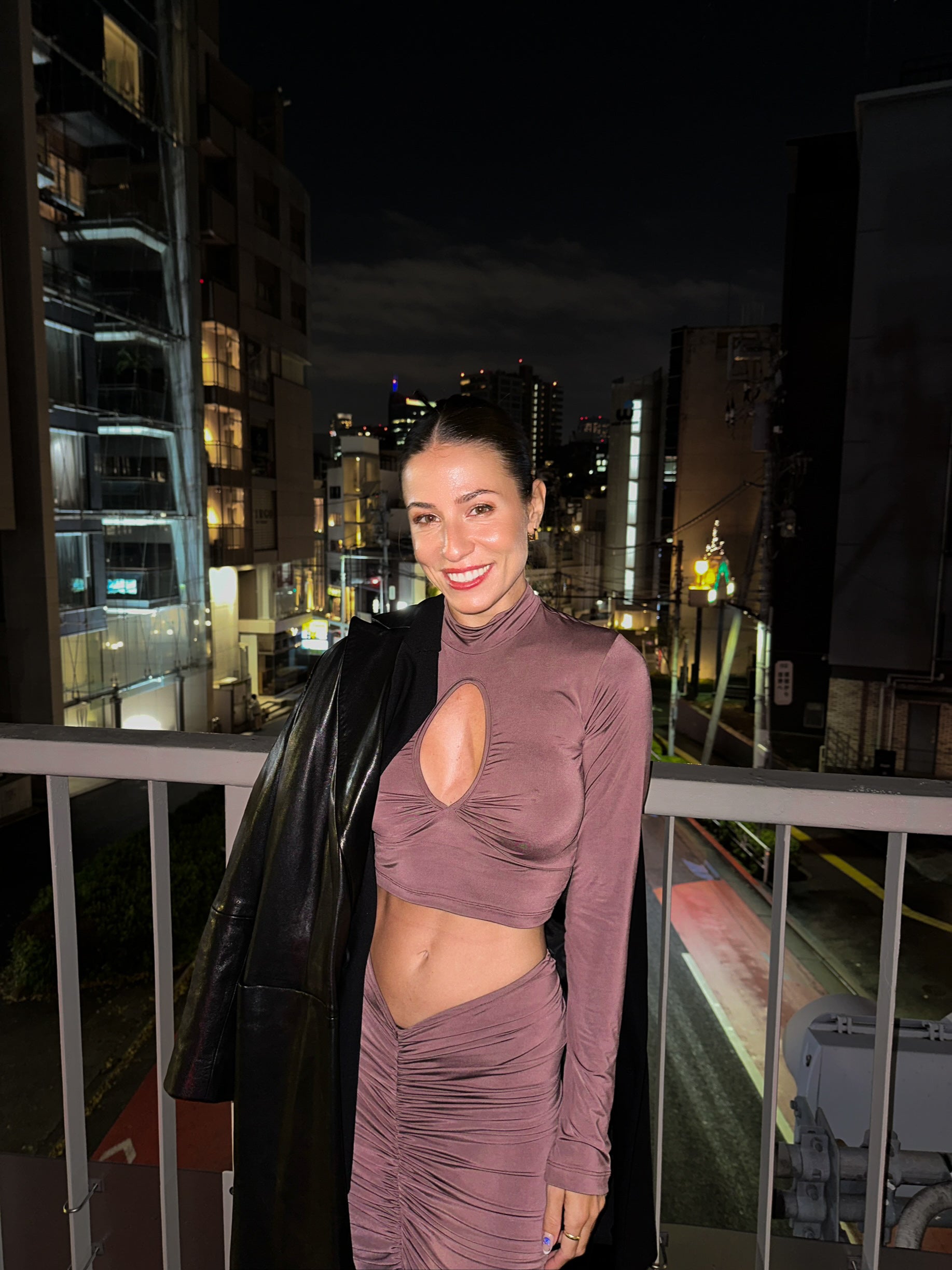 Kayla Mocca Ruched maxi set