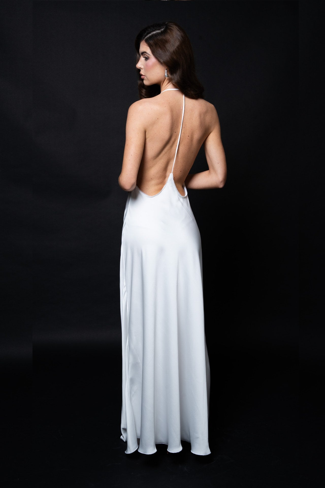 Connie Satin Maxi dress White