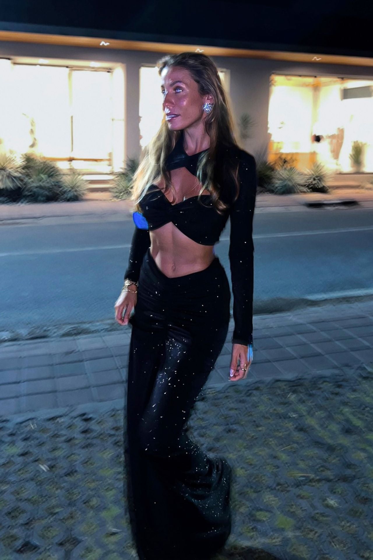 Sirena Glitter Black Skirt & Top Set
