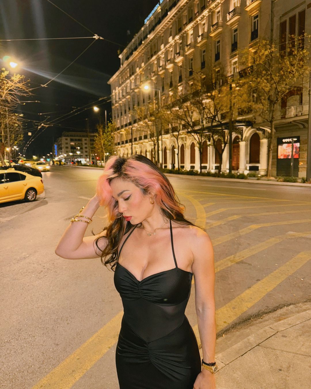 Nastazia Ruched Black Sheer Maxi Dress