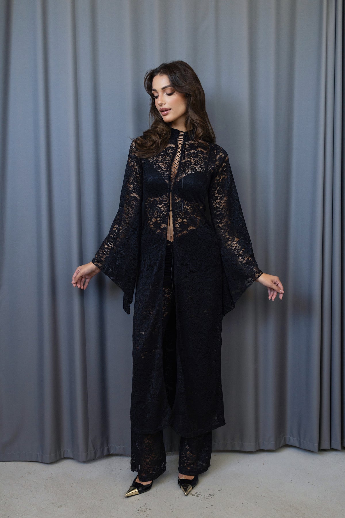 Valentina Lace - Up Kimono Dress