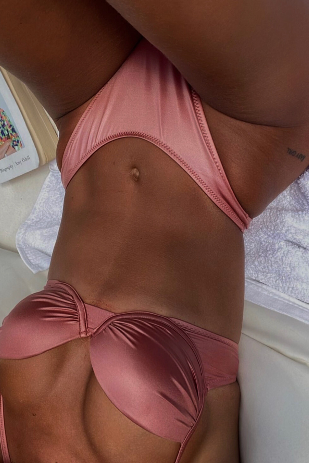 Oceane Ruched Bikini set in Pink Sand