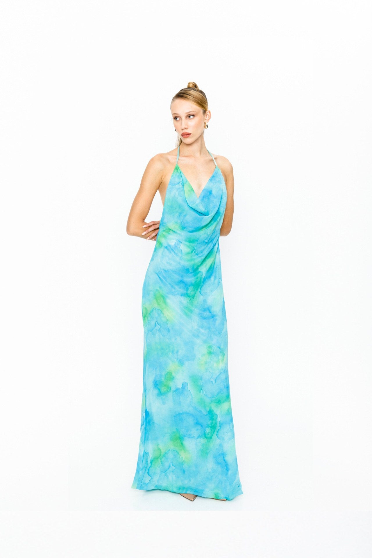 Irena Blue Floral Maxi Mermaid Dress