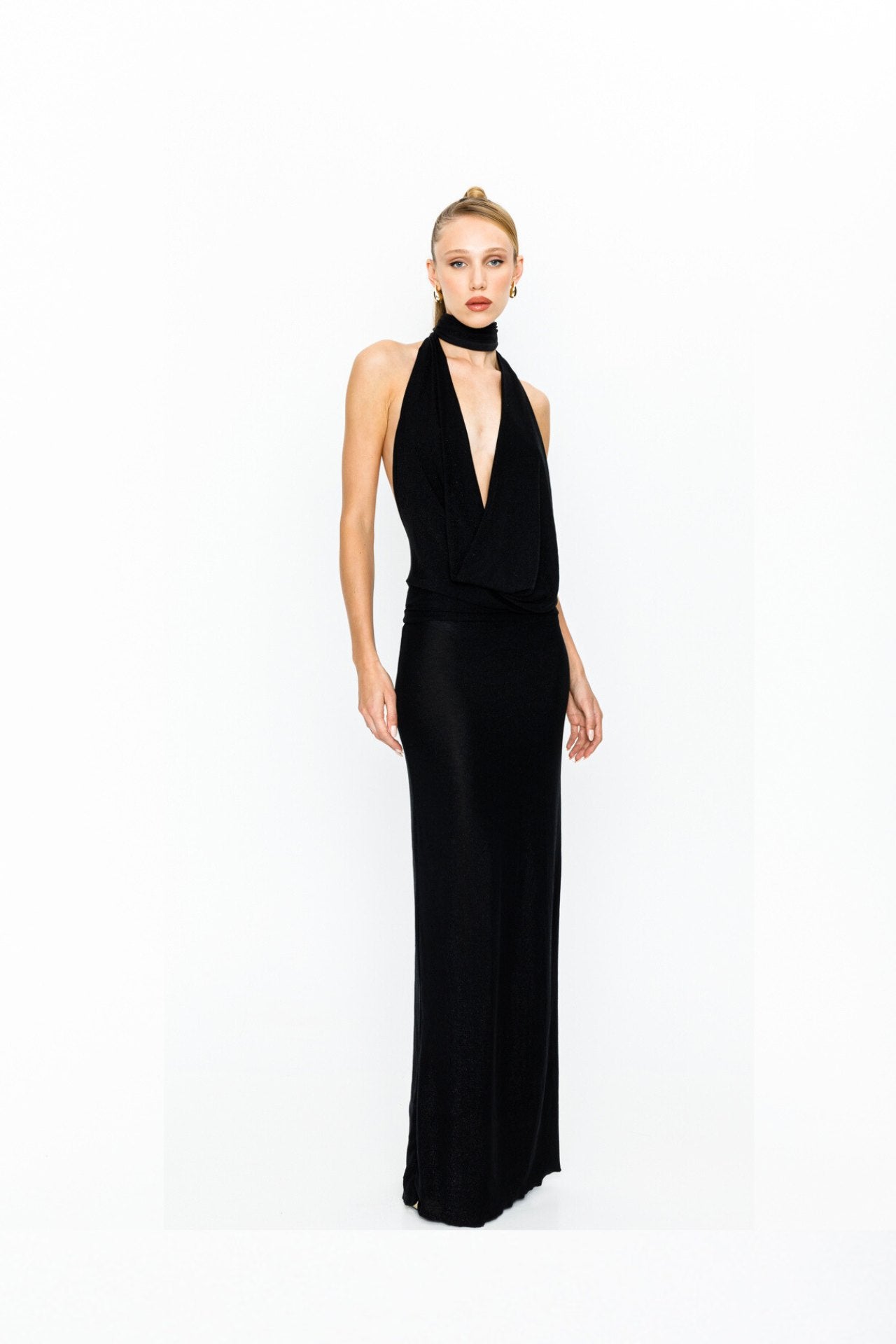 Coco Lurex Black Maxi Backless Dress