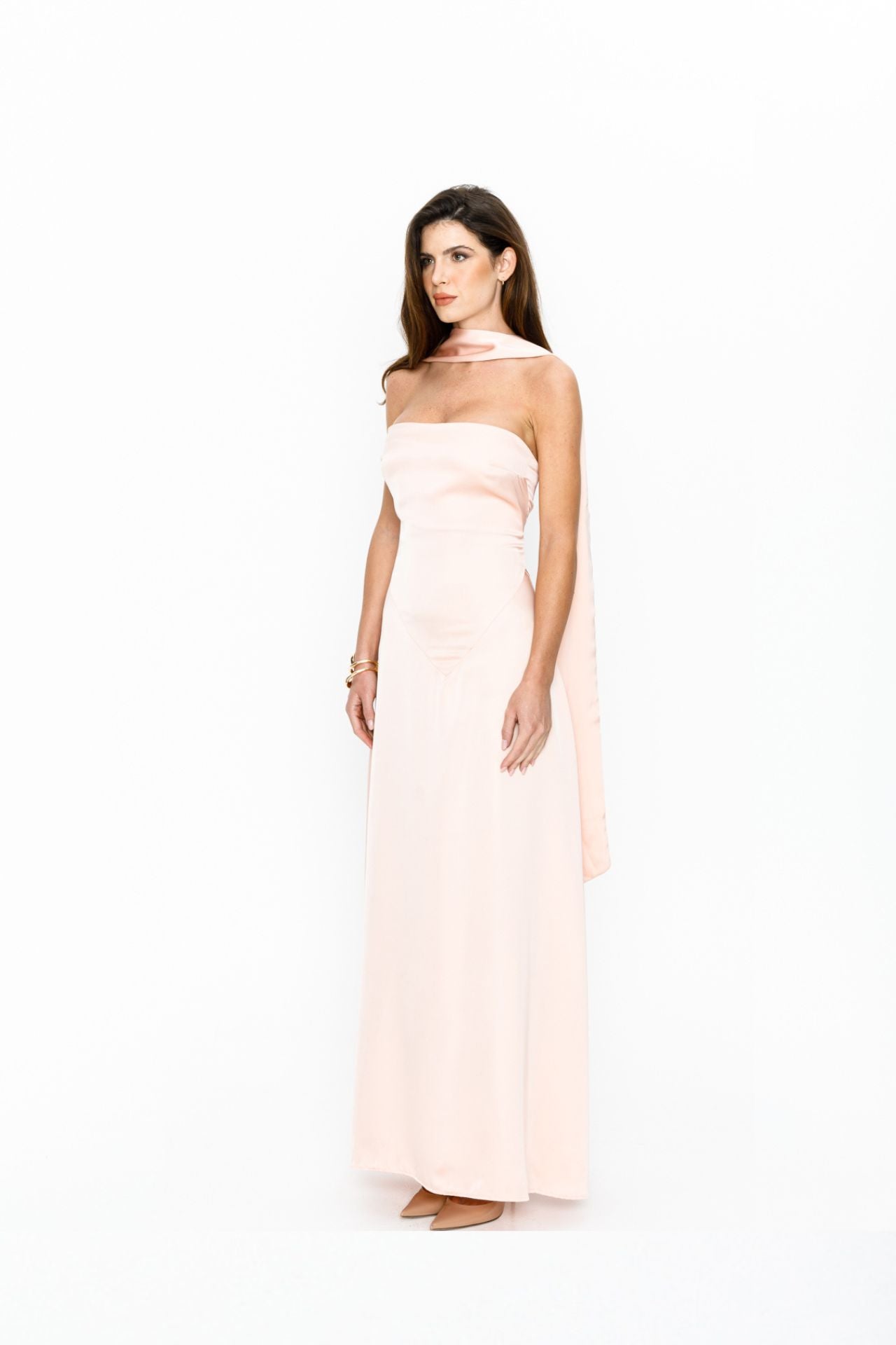 Belle Maxi Satin dress sorbet