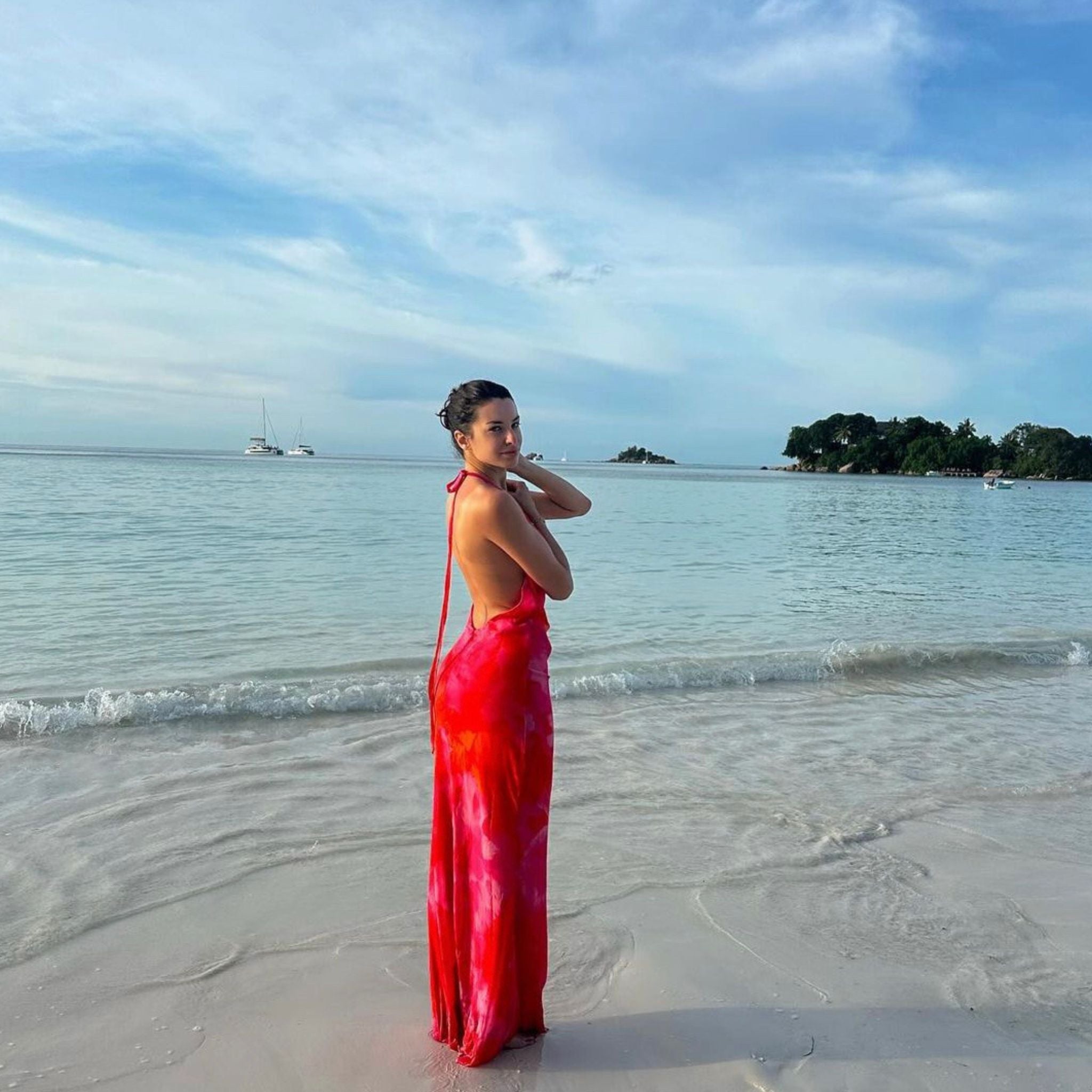 Juliette Floral Pink Muslin Backless Dress