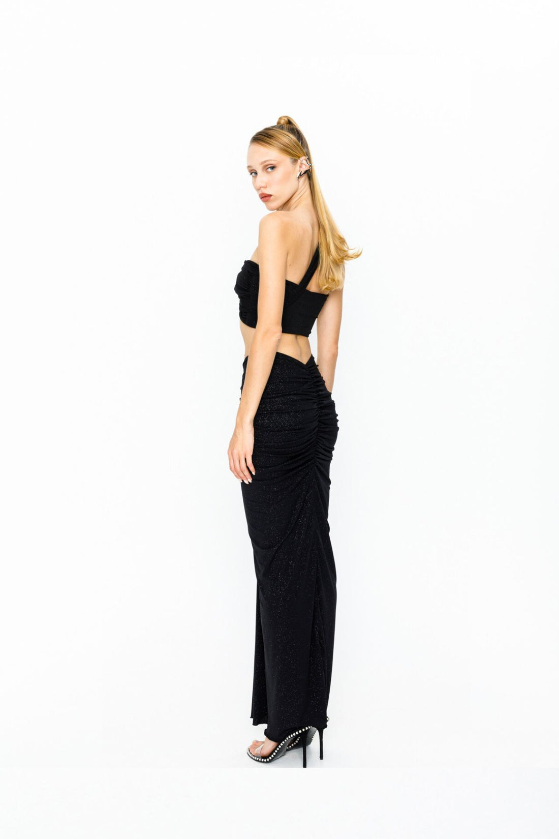Sirena Glitter Black Skirt &amp; Bandeau Top Set