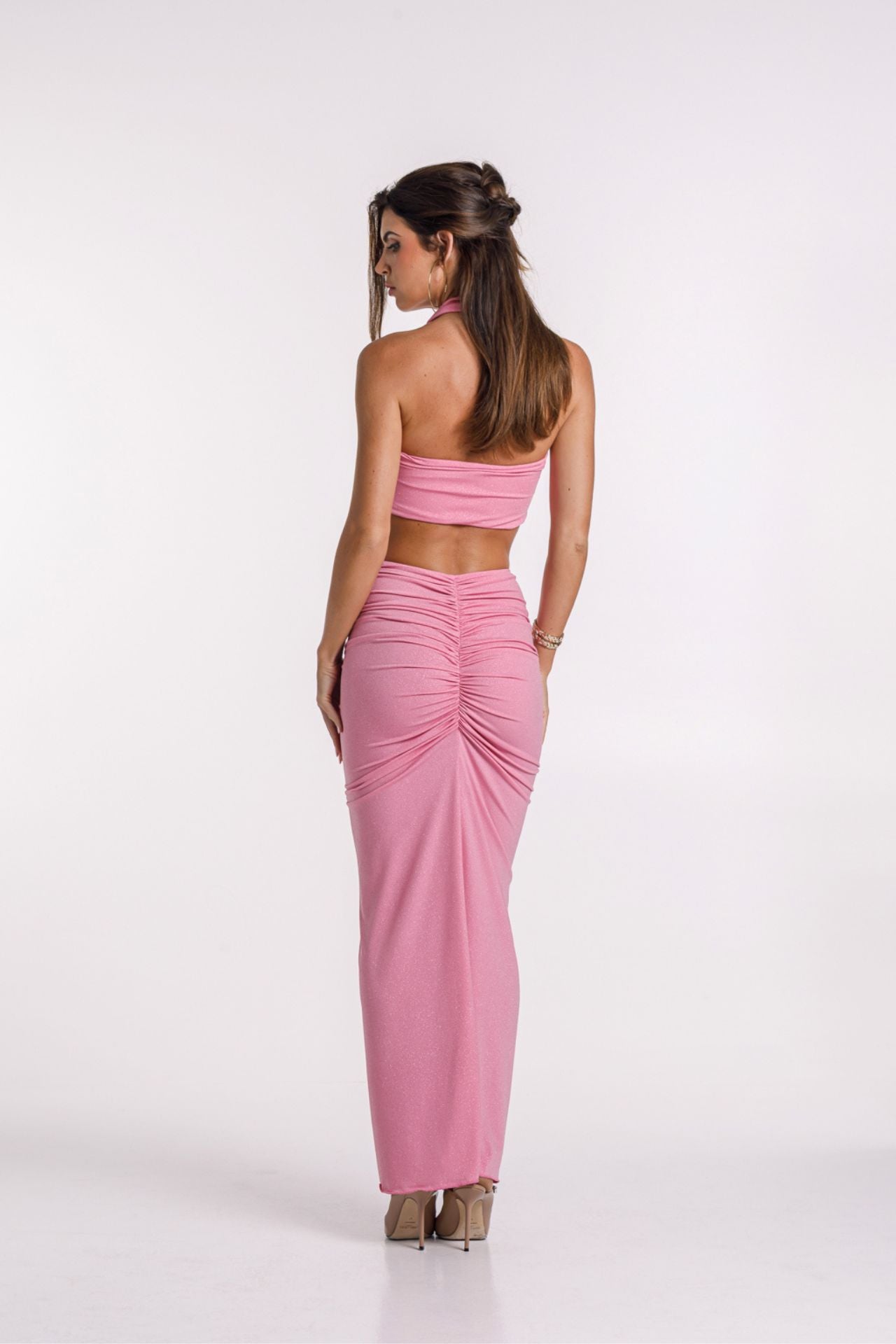 Sirena Glitter Pink Skirt &amp; Bandeau Top Set