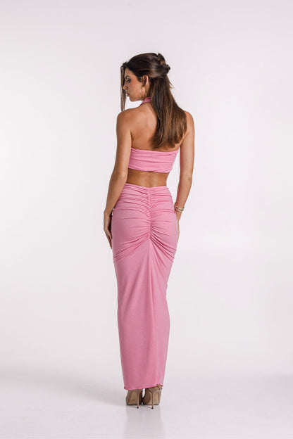 Sirena Glitter Pink Skirt &amp; Bandeau Top Set