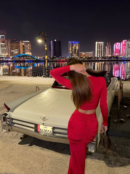 Sirena Hot Red Skirt &amp; Top Set