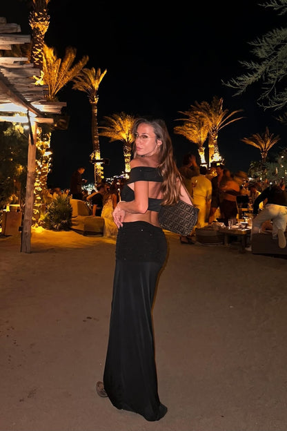 Solenna Glitter Co-ord Set in Black