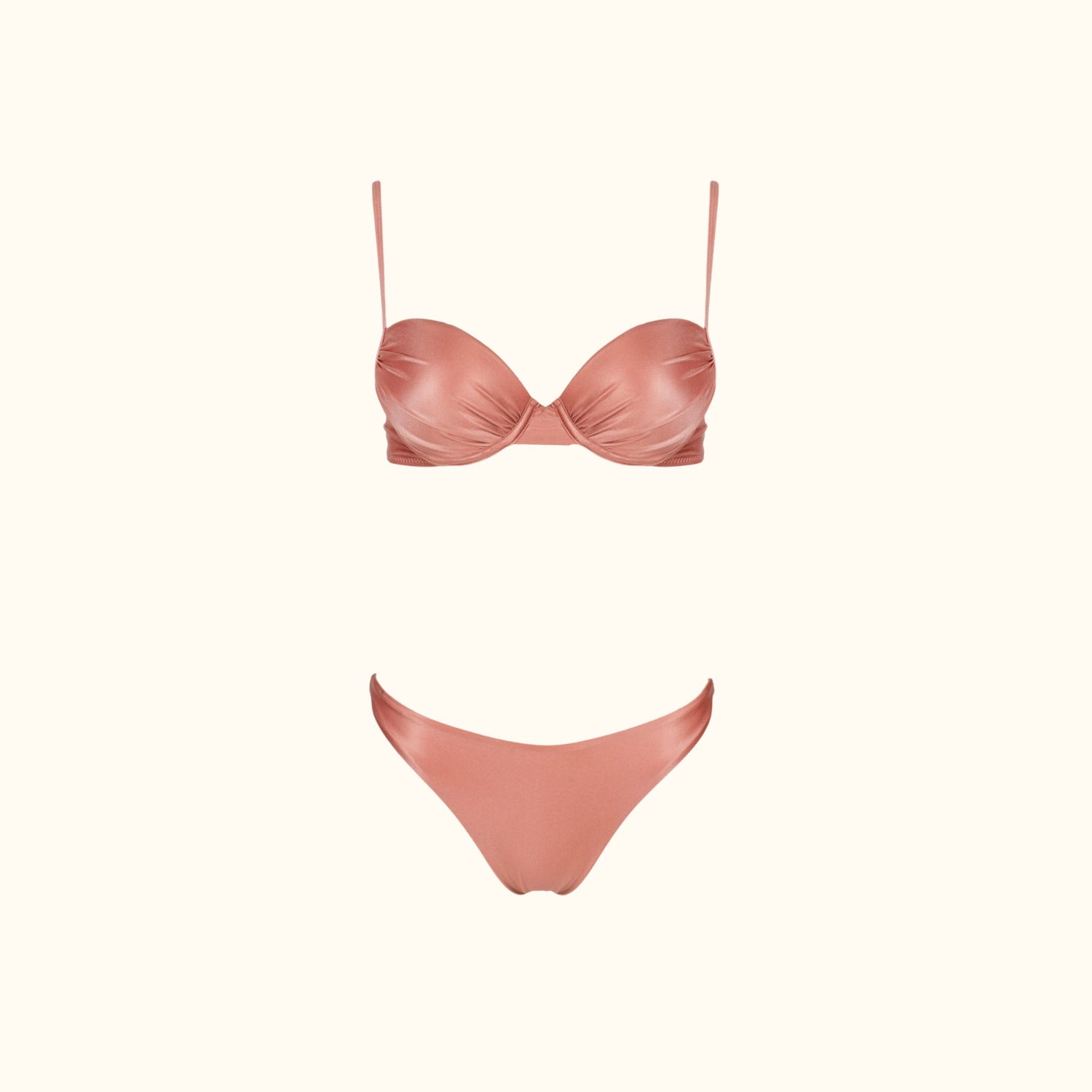 Oceane Ruched Bikini set in Pink Sand