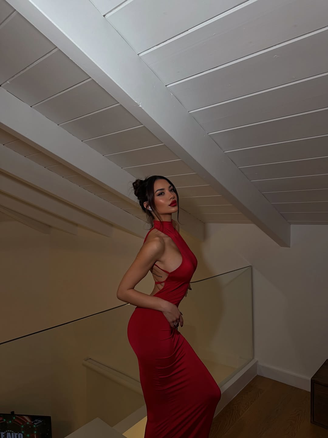 Kylie Red High Neck Maxi Dress