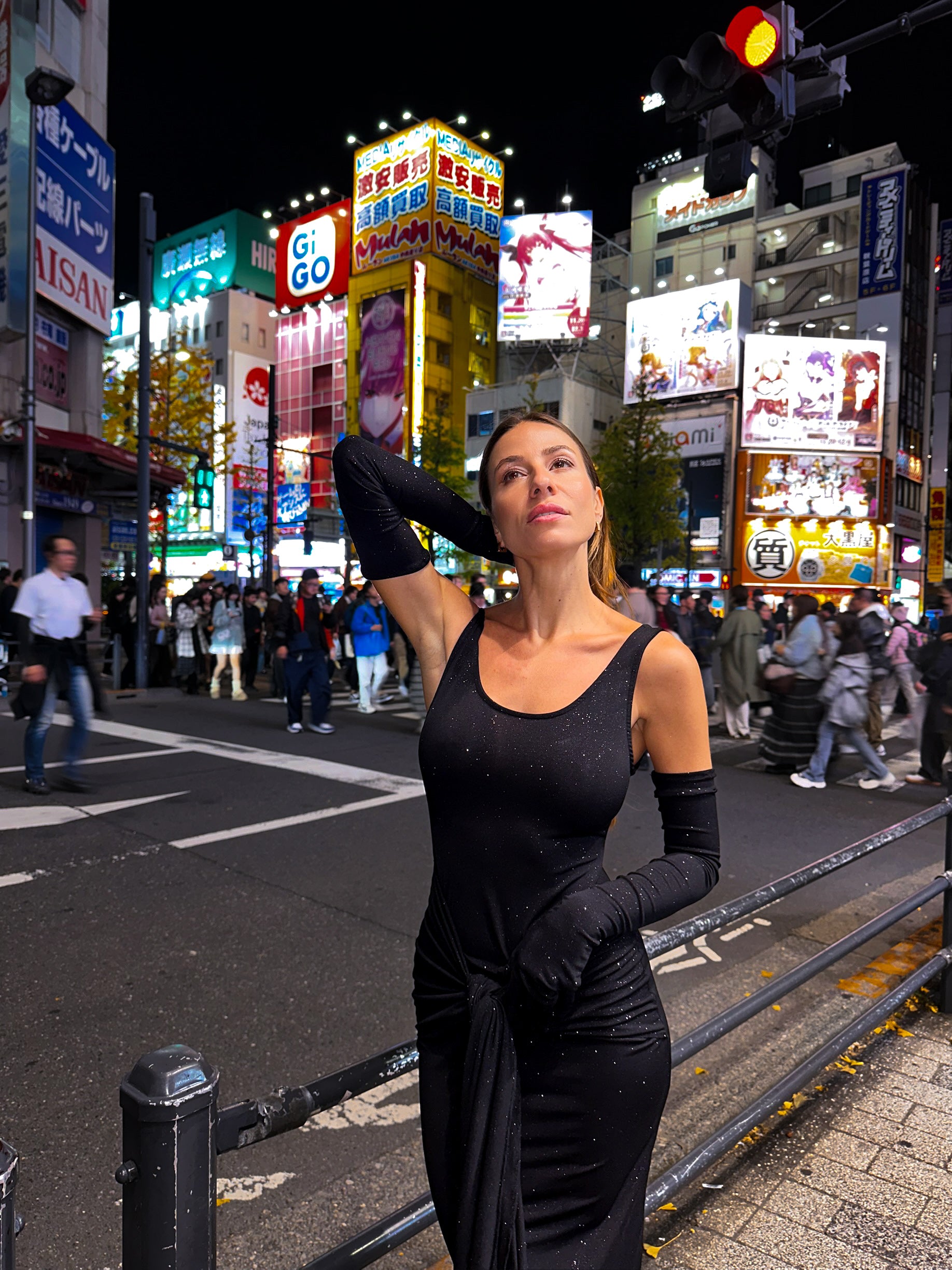 Huda Glitter Black Maxi Tie Dress