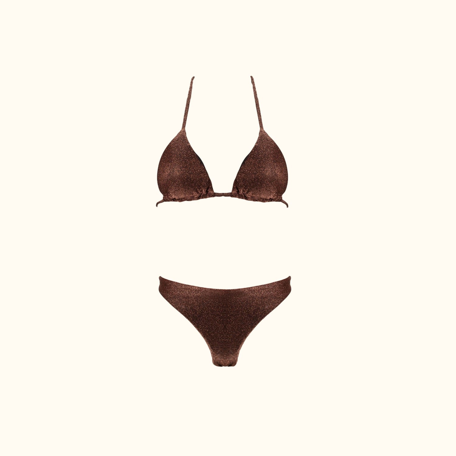 brown lurex triangl bikini