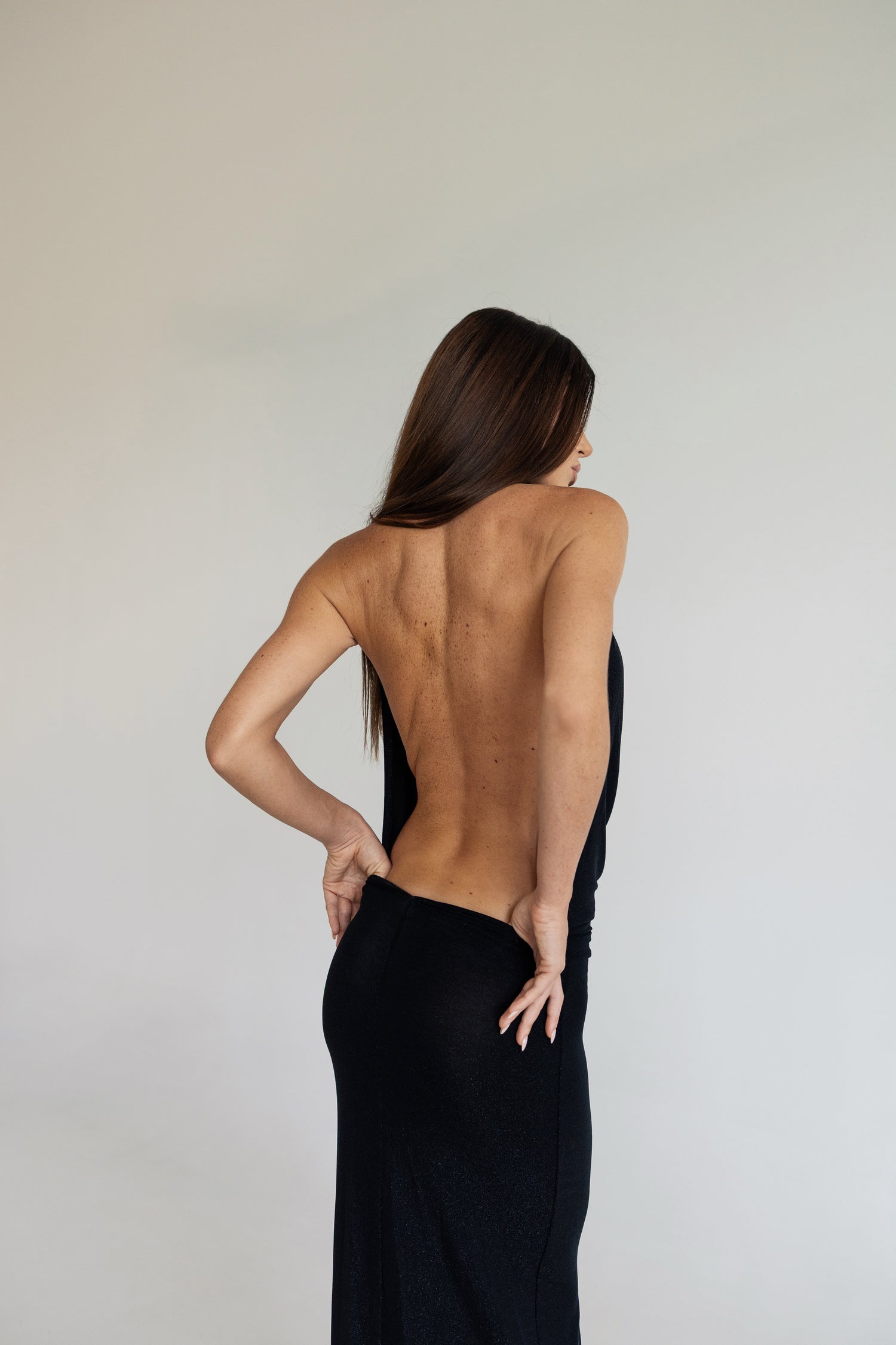Coco Lurex Black Maxi Backless Dress
