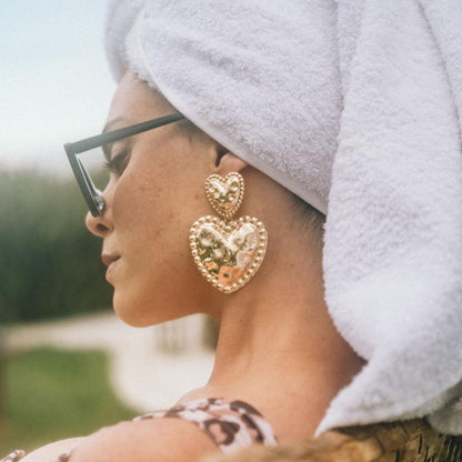 Florentina Gold Vintage Heart Earrings