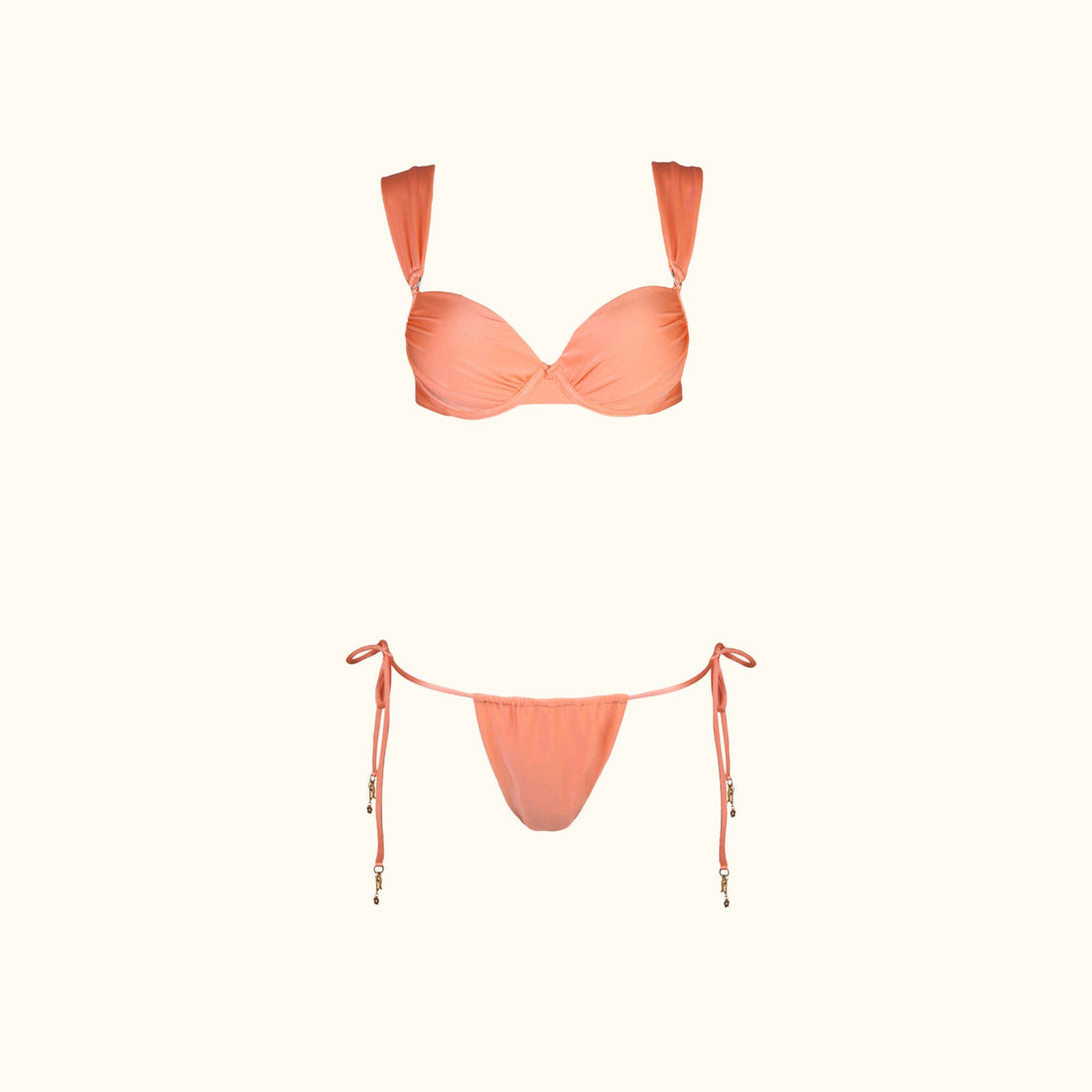 Serena Peach Push Up Ruched Bikini