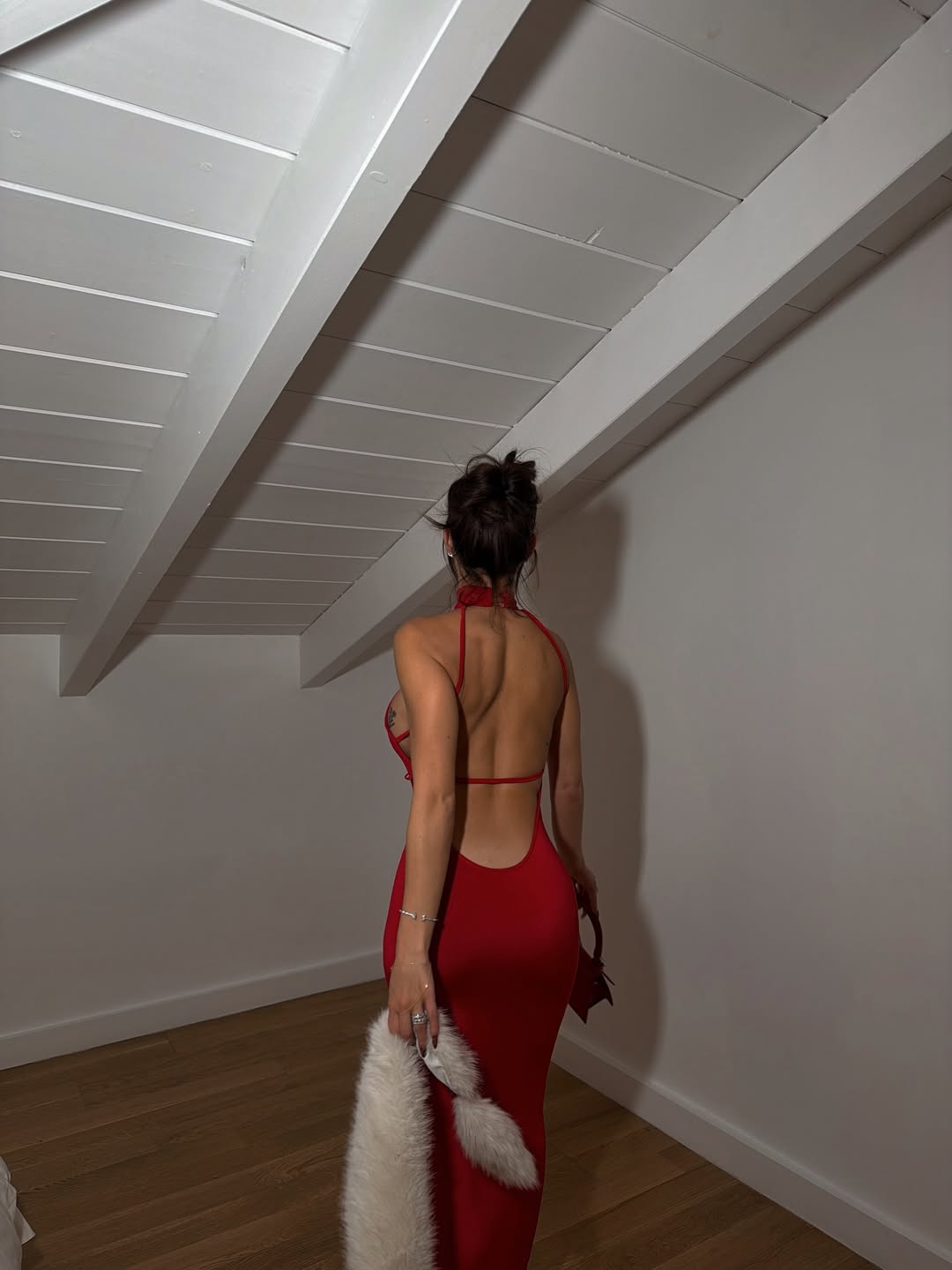 Kylie Red High Neck Maxi Dress