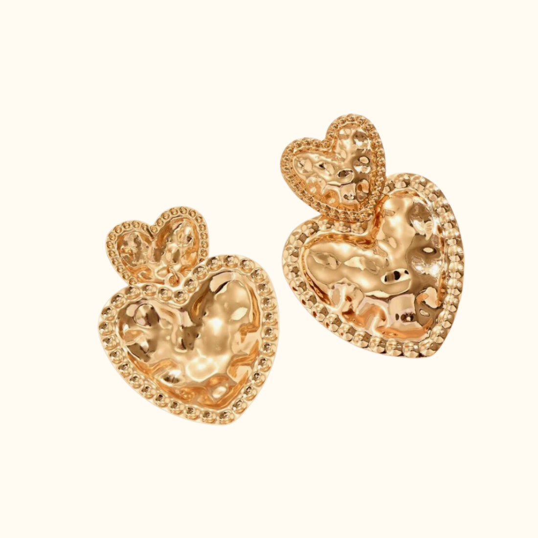 Florentina Gold Vintage Heart Earrings