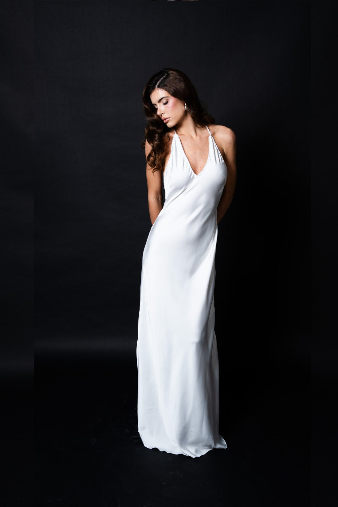 Connie Satin Maxi dress White