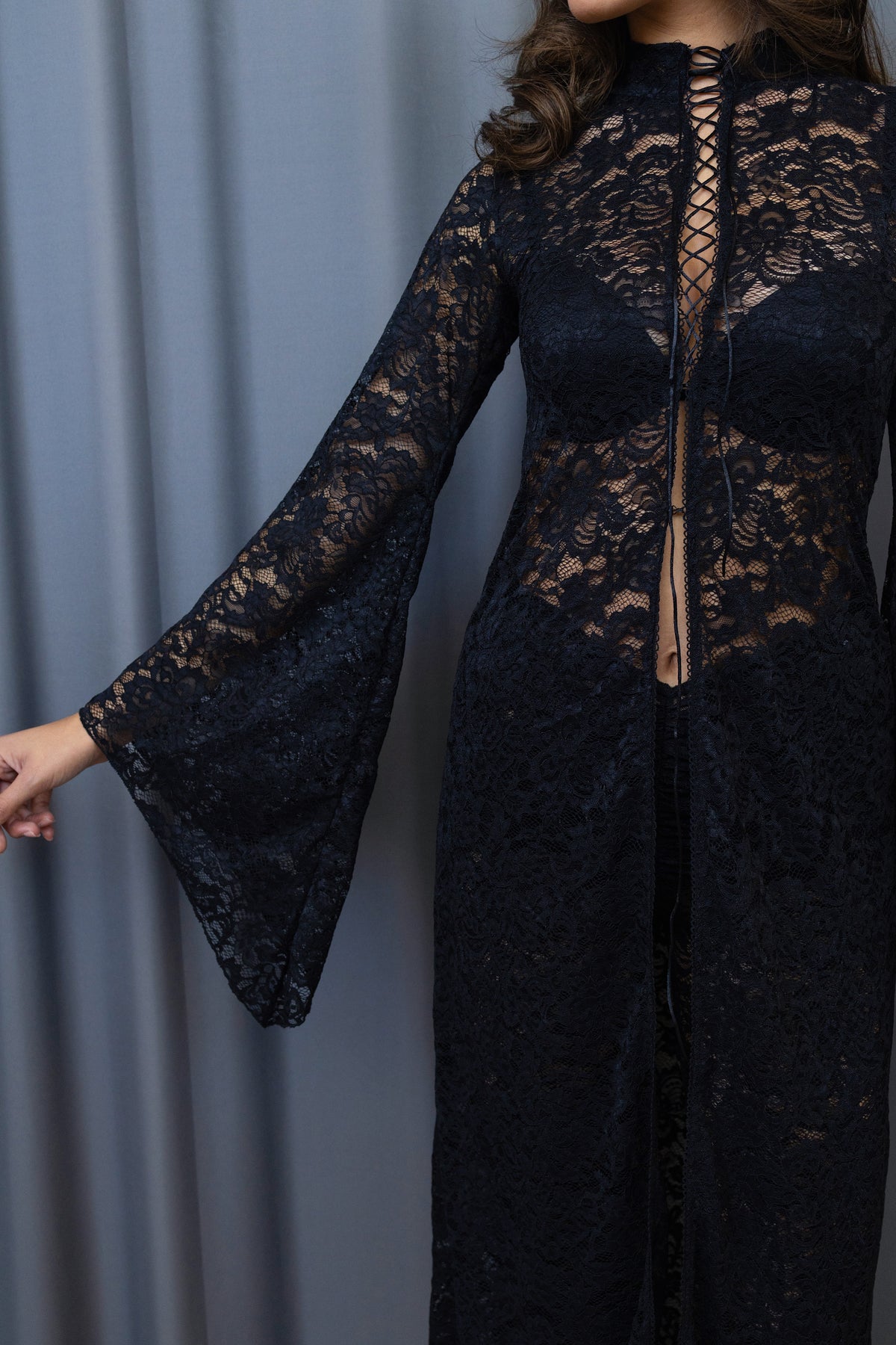 Valentina Lace - Up Kimono Dress