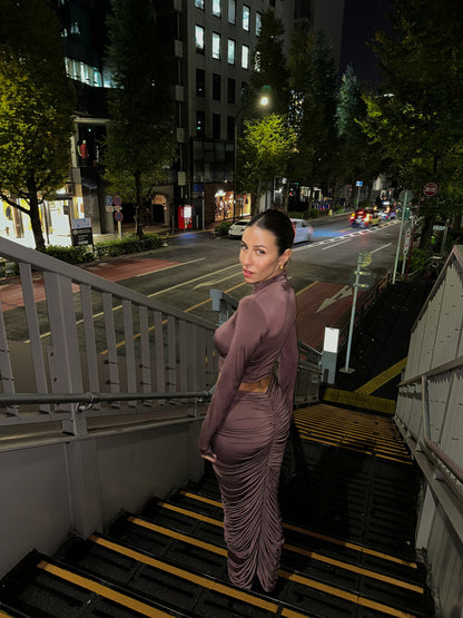 Kayla Mocca Ruched maxi set