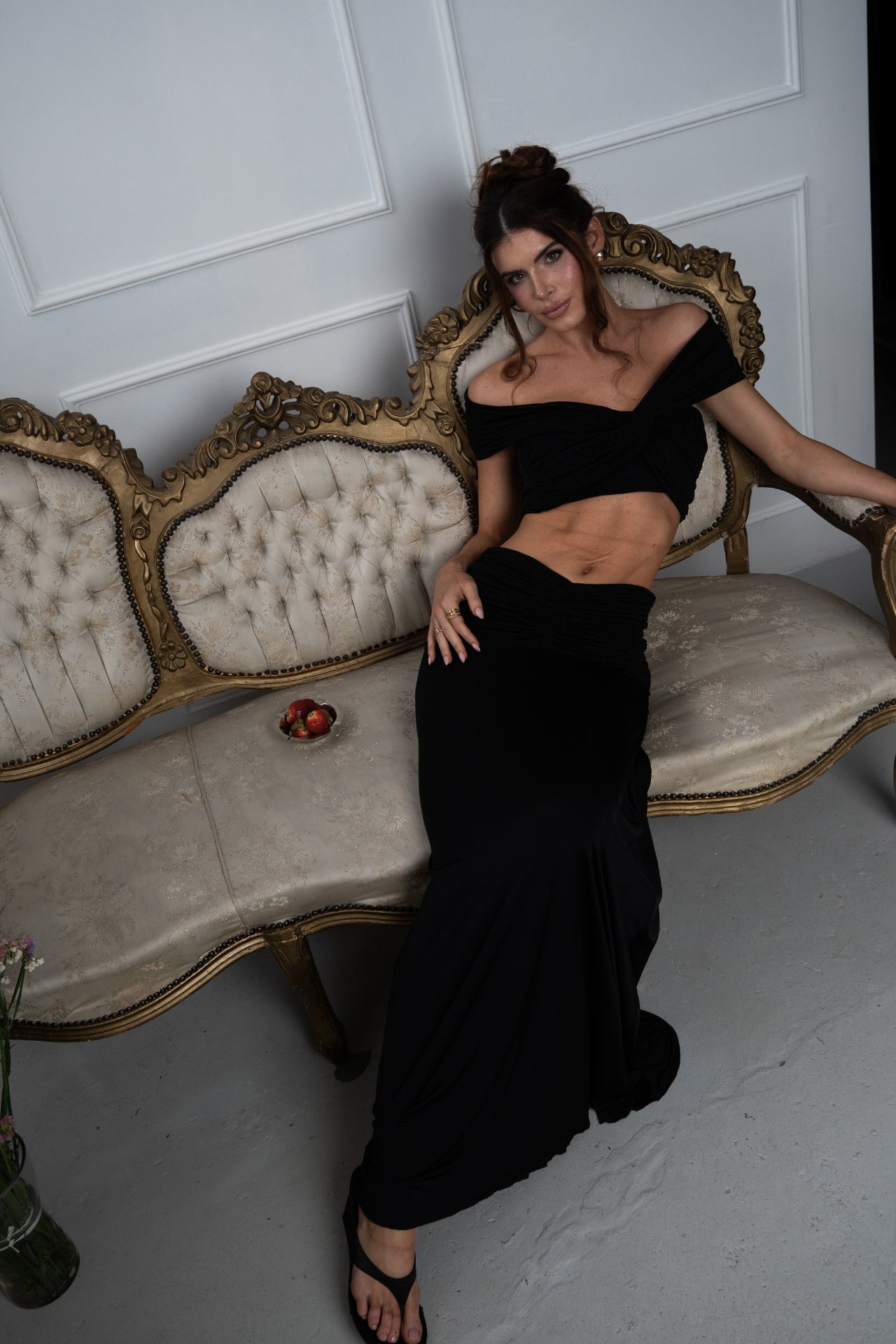 Solenna Glitter Co-ord Set in Black