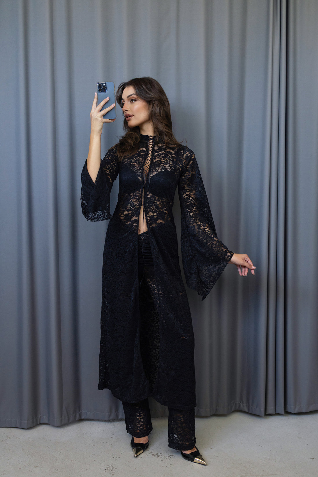 Valentina Lace - Up Kimono Dress
