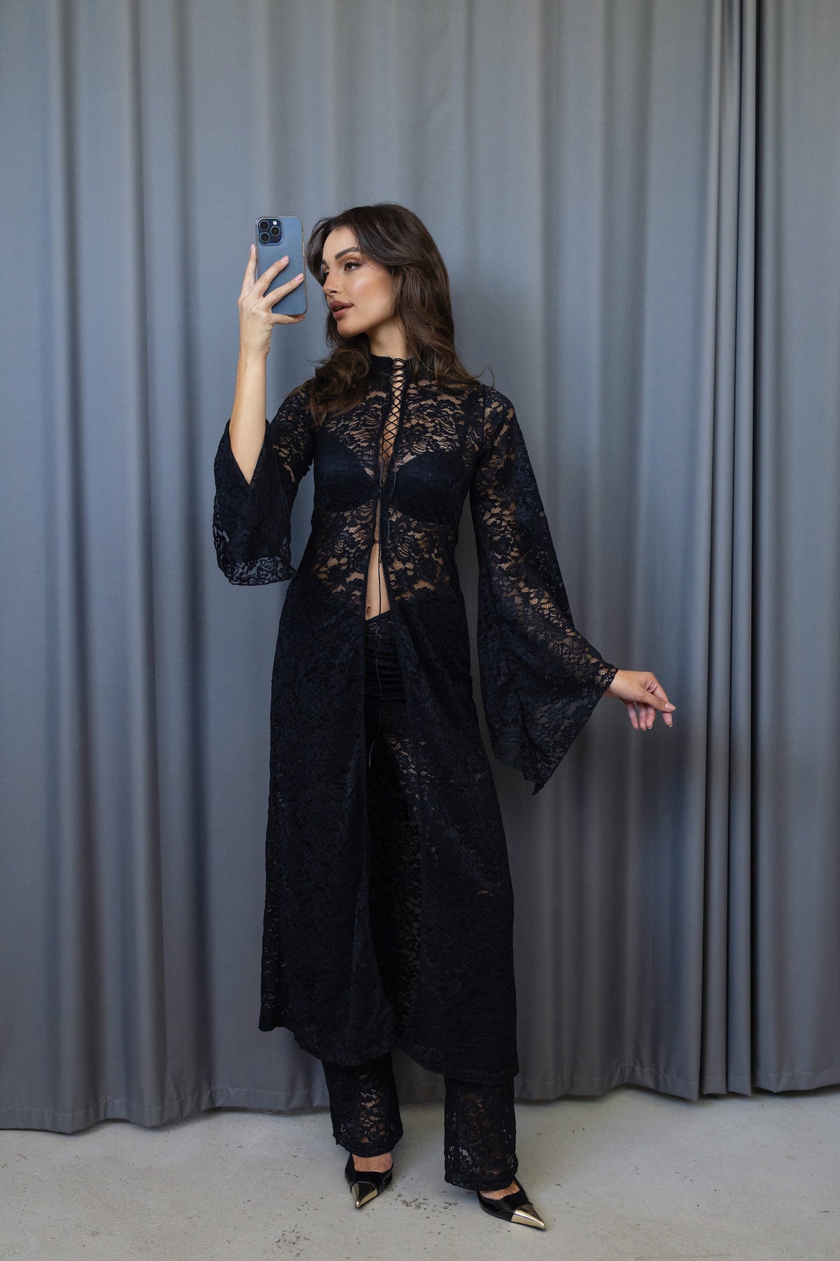 Valentina Lace - Up Kimono Dress