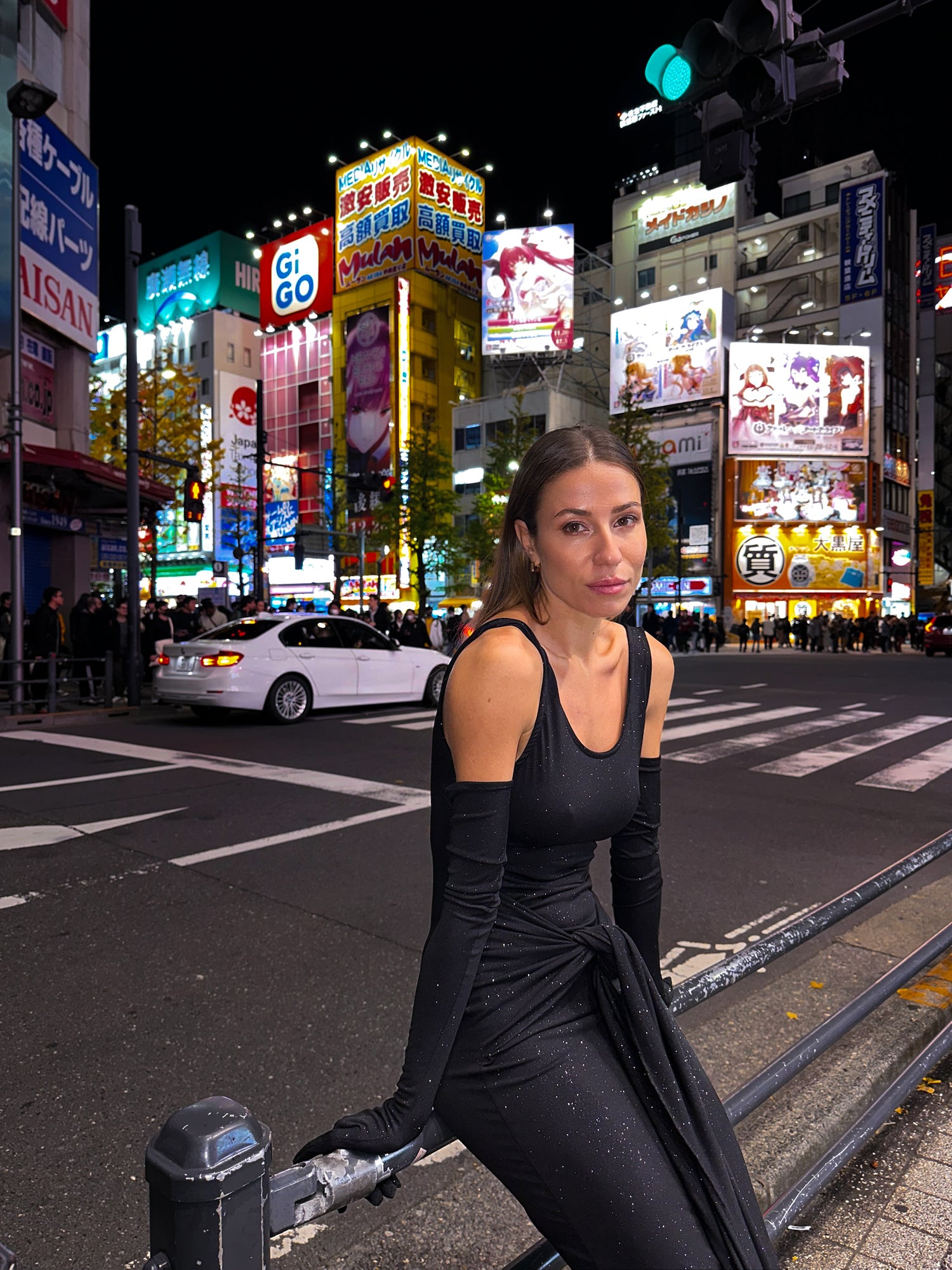 Huda Glitter Black Maxi Tie Dress