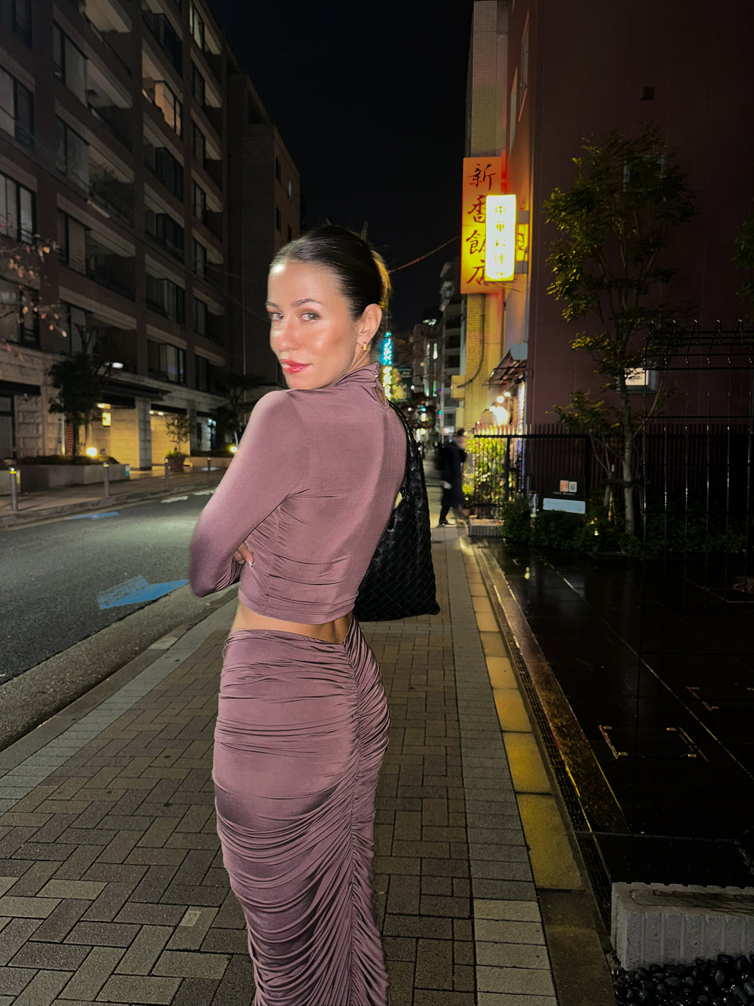 Kayla Mocca Ruched maxi set