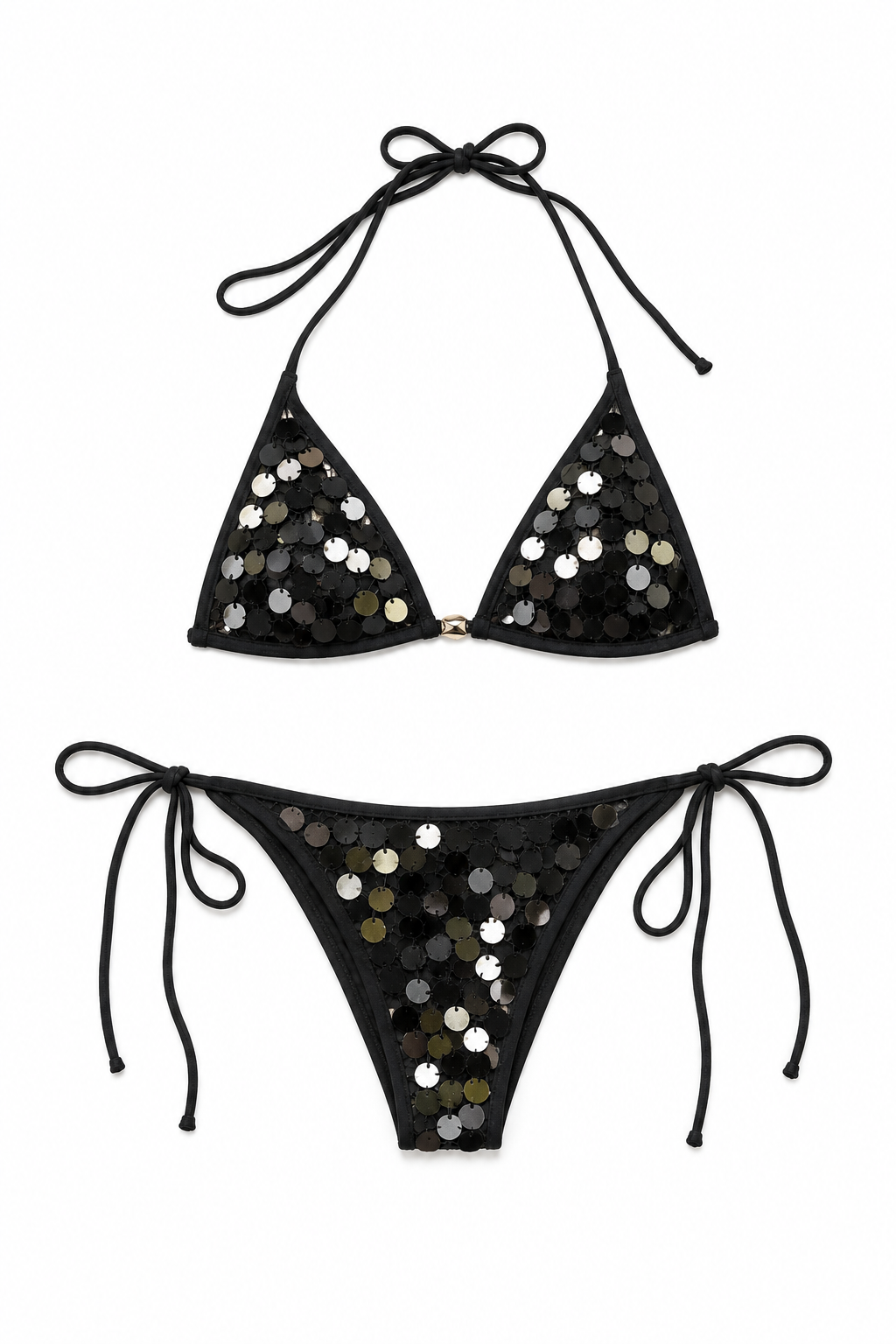 Kiara Sequin Bikini Set in Black