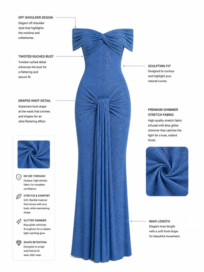 Daphne Glitter Navy Maxi Draped Tie Dress