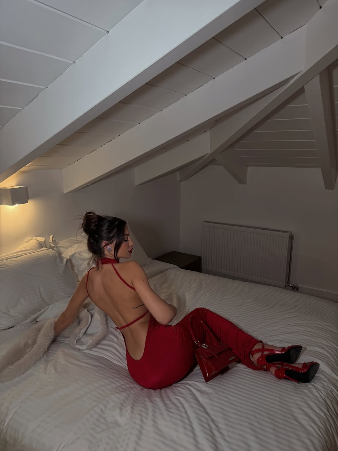 Kylie Red High Neck Maxi Dress