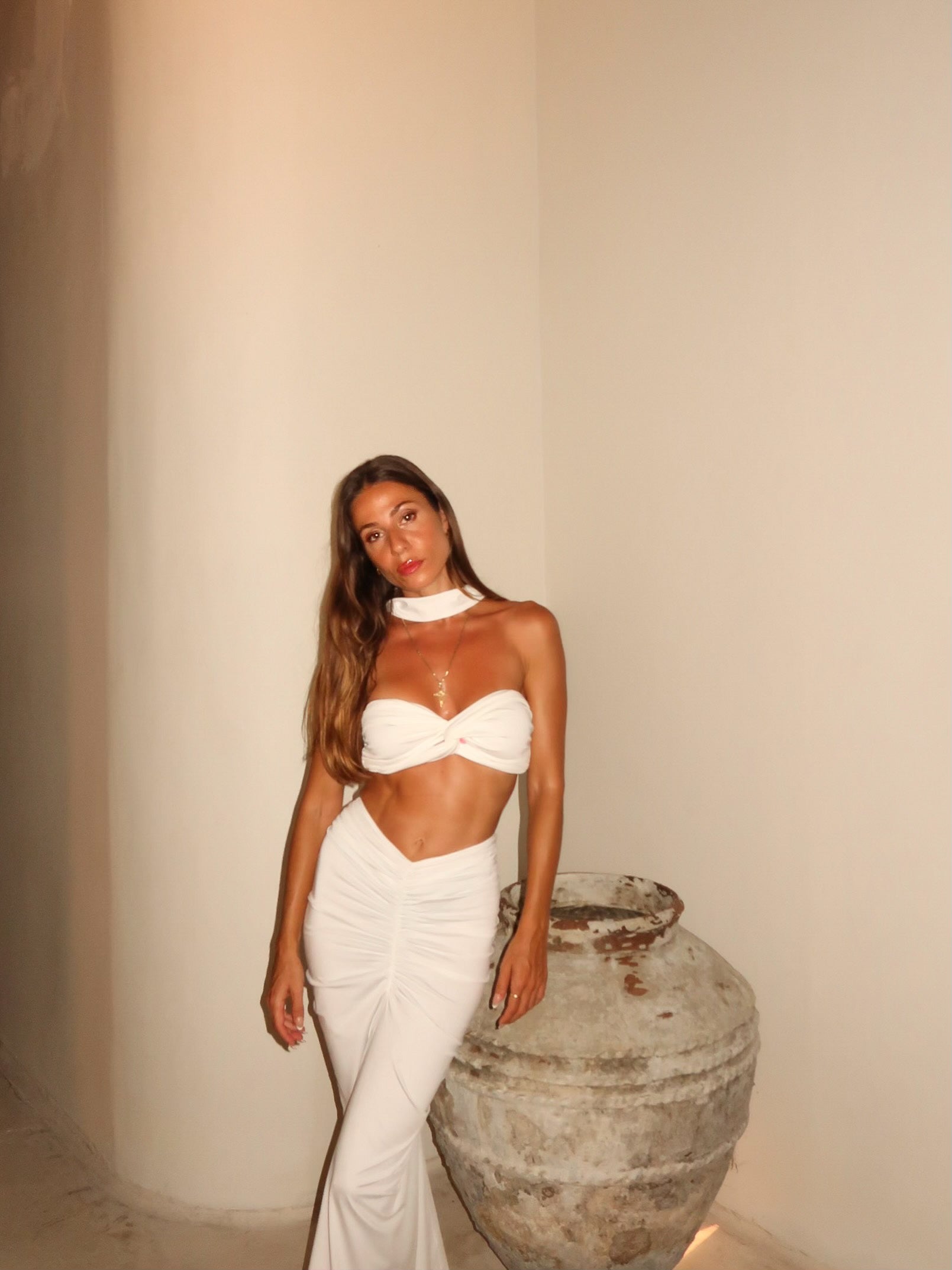Sirena White Skirt &amp; Bandeau Top Set