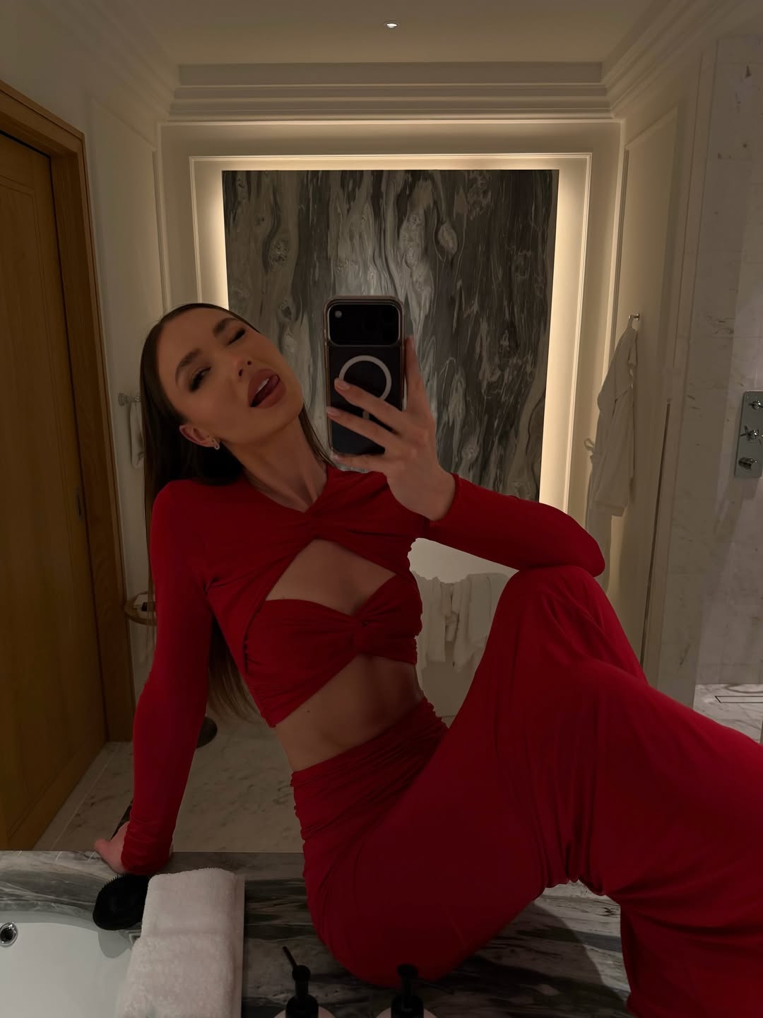 Sirena Hot Red Skirt &amp; Top Set