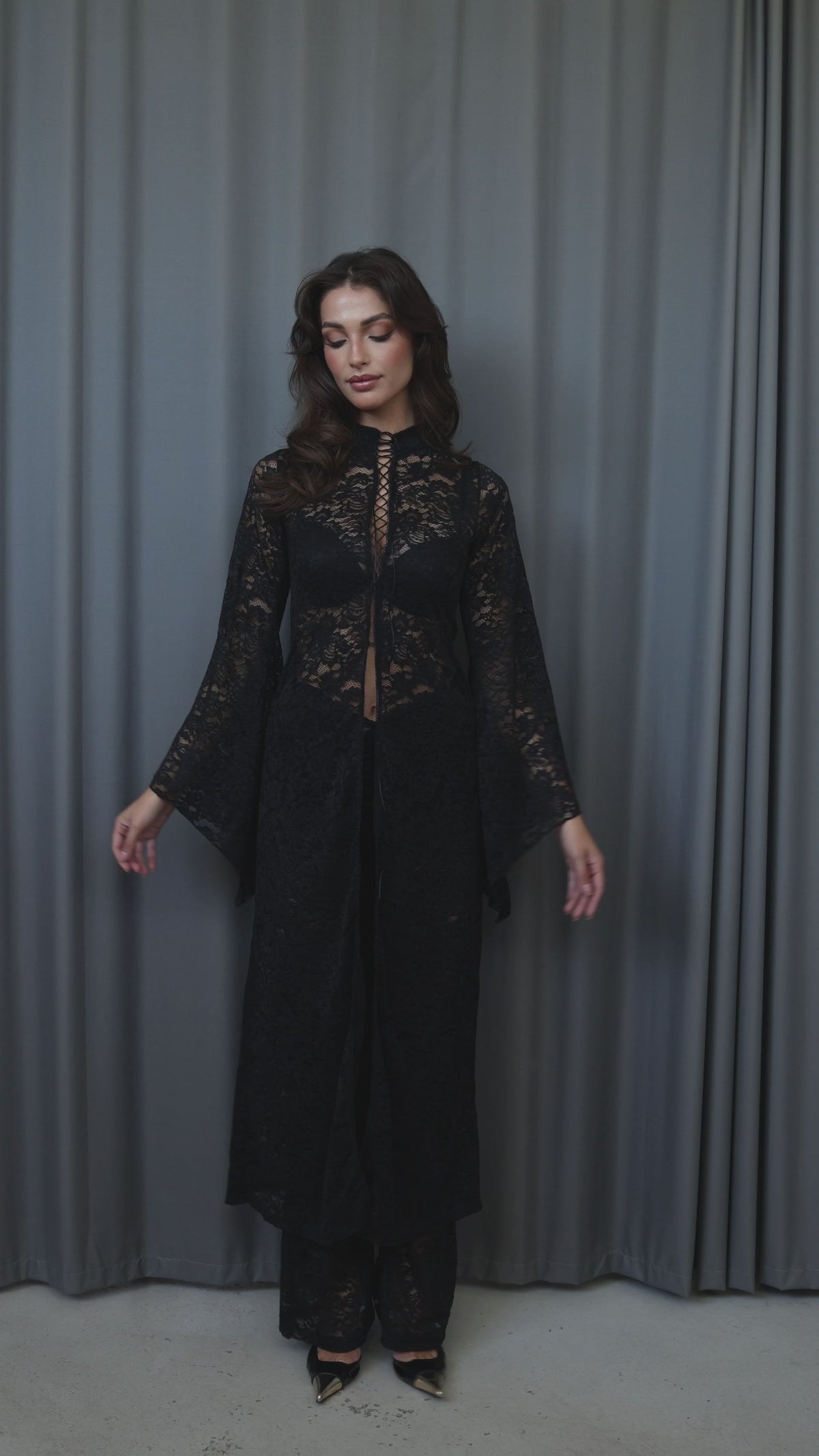 Valentina Lace - Up Kimono Dress