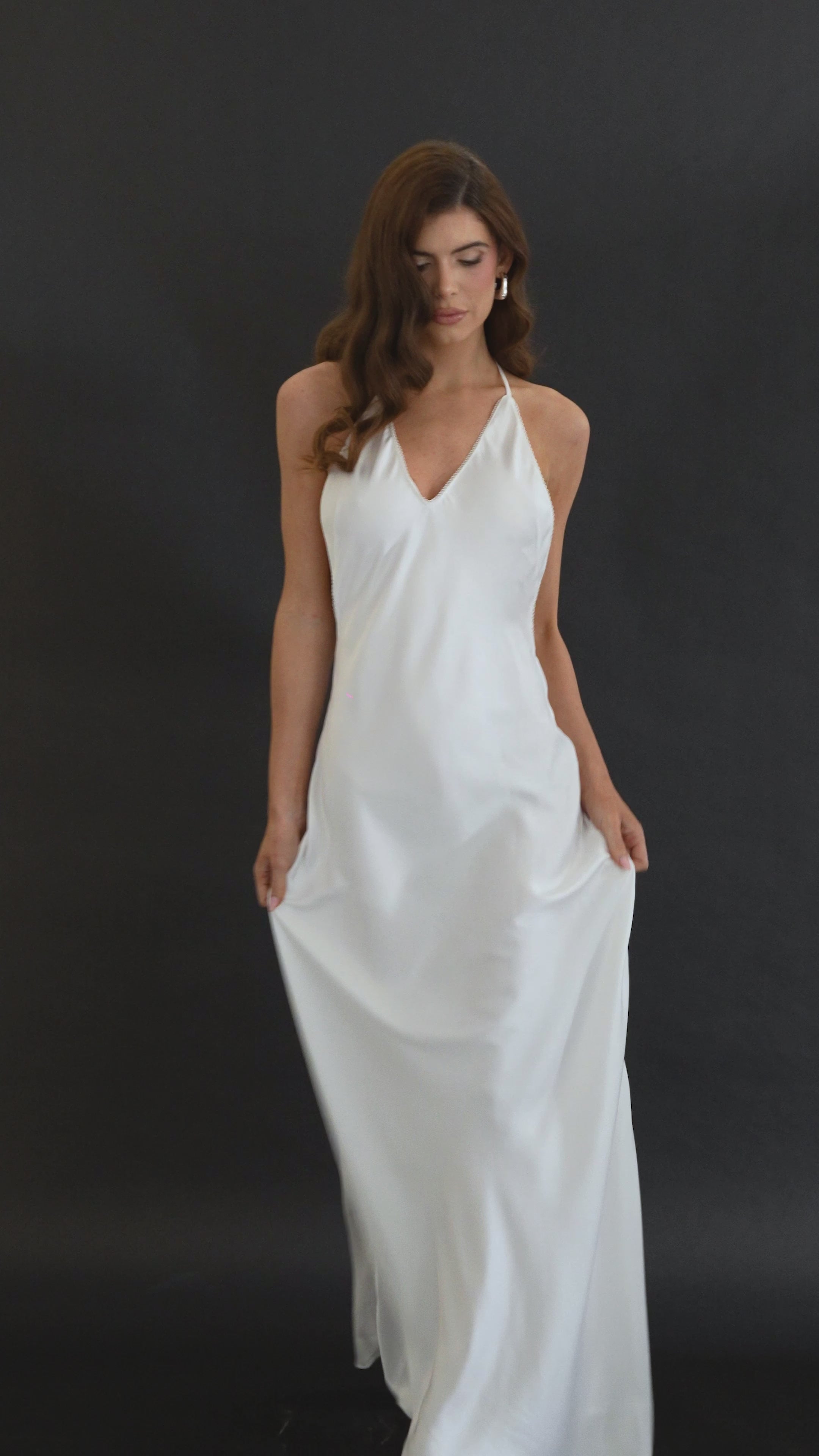 Connie Satin Maxi dress White