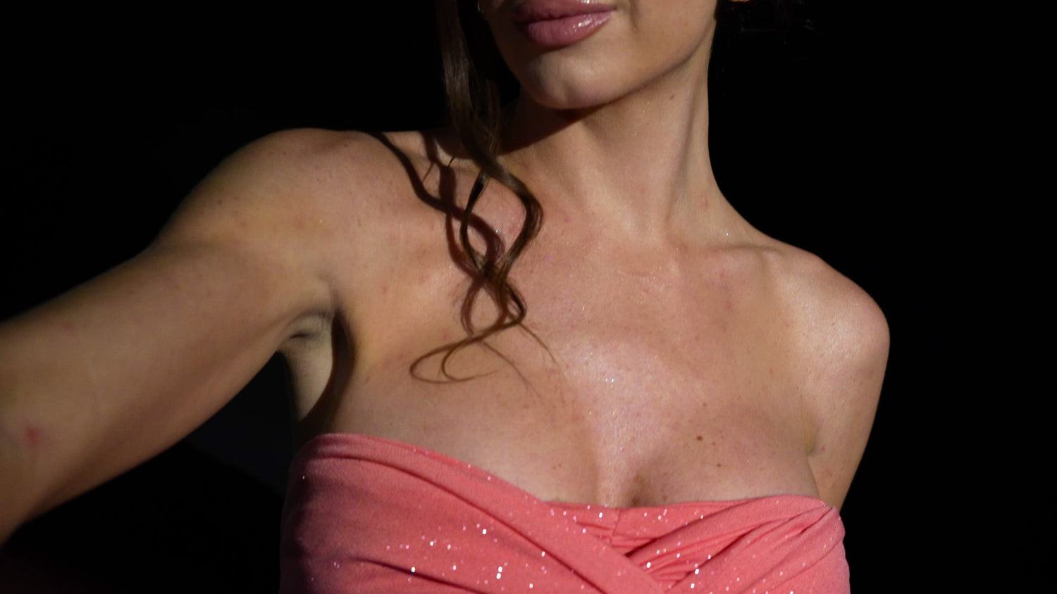 Daphne Glitter Peach Maxi Draped Tie Dress